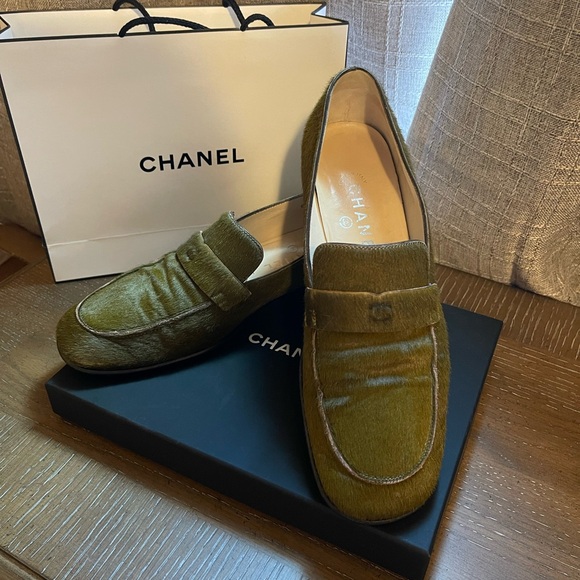CHANEL Moss Green Loafers - Picture 1 of 9